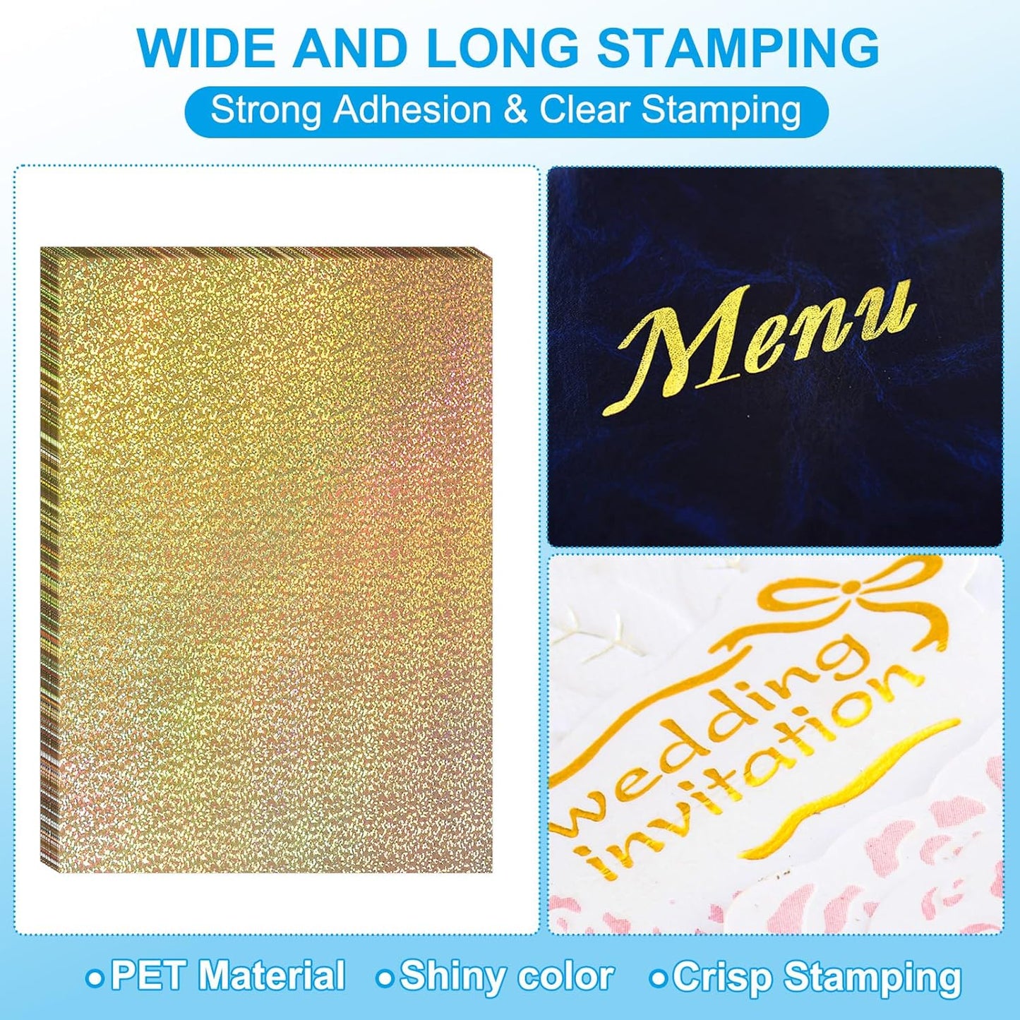 PATIKIL 11.7x8.3" Hot Stamping Foil Paper Sheet, 20 Sheets A4 Heat Transfer Hot Stamping Paper Foil for Leather DIY Logo Decor Craft Gift Package Scrapbook Card, Laser Spot Gold