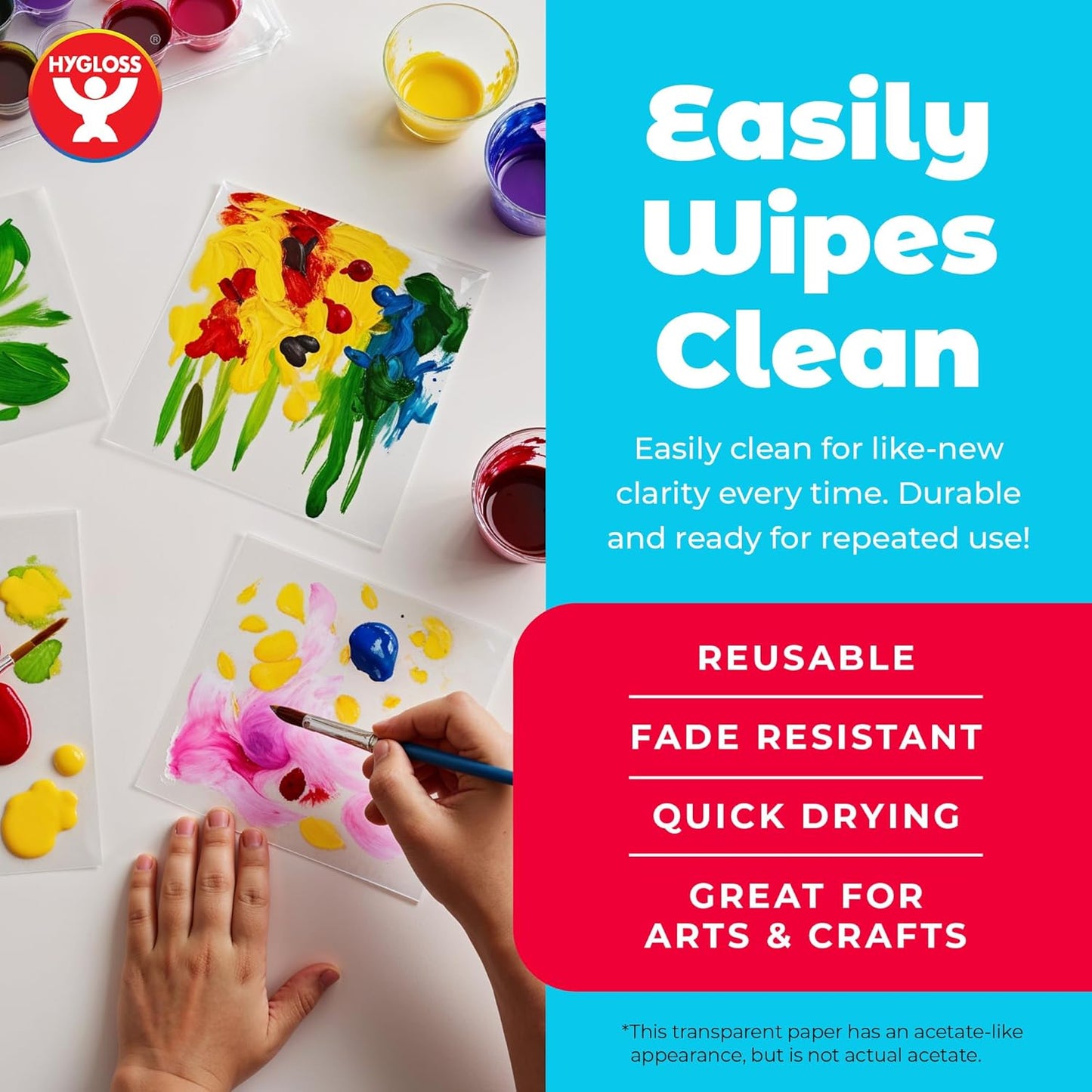 Hygloss 8.5" x 11" Acetate Paper - 7 Mil Clear Acetate Sheets for Crafts Projects, Classroom Stencil Sheets, Overhead Transparency Sheets for Projector, Clear Plastic Sheet (Not for Printers) 96 Pack