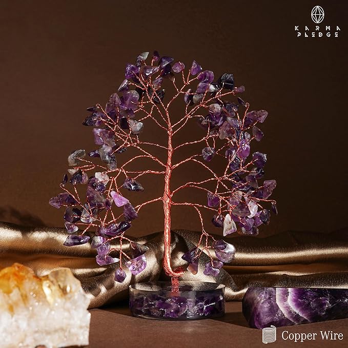 Crystal Tree for Home and Office Decor, Amethyst Chakra Healing Stones Handmade Feng Shui Tree of Life for Positive Energy, Money, Good Luck, Christmas Decor, Birthday Gifts for Women, Mom
