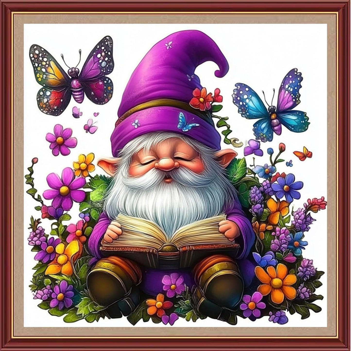 DMCXART Counted Cross Stitch Kits for Adults Needlepoint Kits Unprinted Cross Stitching Embroidery Kit 11CT Cross Stitch Supplies-Flower Butterfly Dwarf 18x18 inch