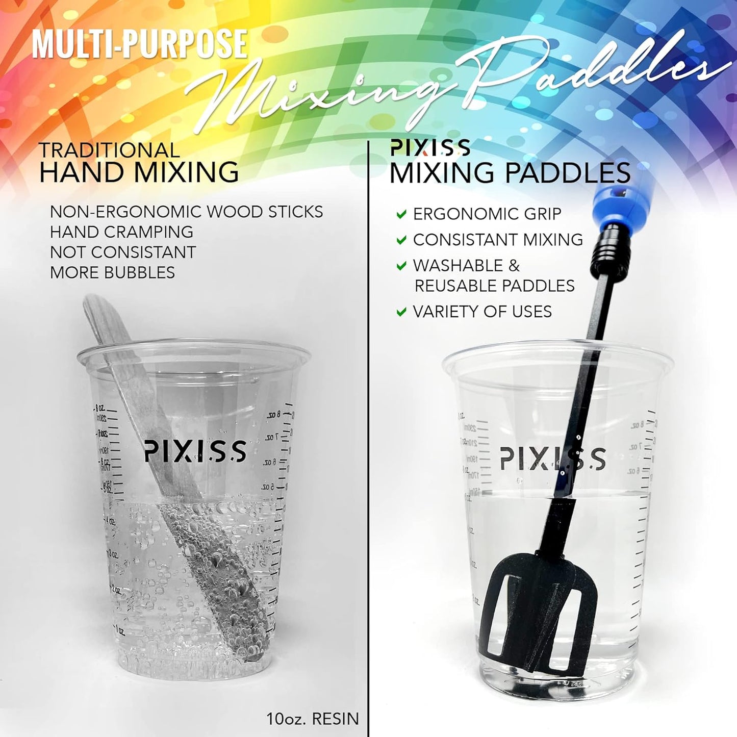 Resin Mixer Epoxy Mixer Paddles Plastic - 6 Reusable Multipurpose Bidirectional Paint Stirrer for Drill Epoxy & Paint Mixer Drill Attachment - Paint Stirrers Epoxy Stirrer - Paint Mixer for Drill