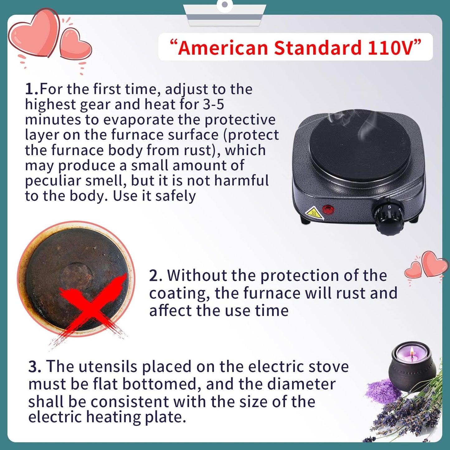 SAEUYVB Candle Making kit with Hot Plate,Candle Making Supplies,Candle Making Kit for Beginners with Melting Pot,Stirring Spoon and Anti-Scalding Pad Perfect Set Gift（Silver Gray）