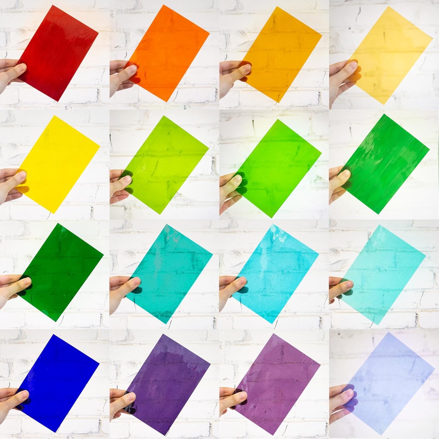 16 Sheets 4x6 in Iridescent Stained Glass Sheets, Glass Cathedral Art, Mosaic Glass, Glass Sheets Supplies with Copper Foil Tape and Gloves for Glass Lovers DIY (Transparent)