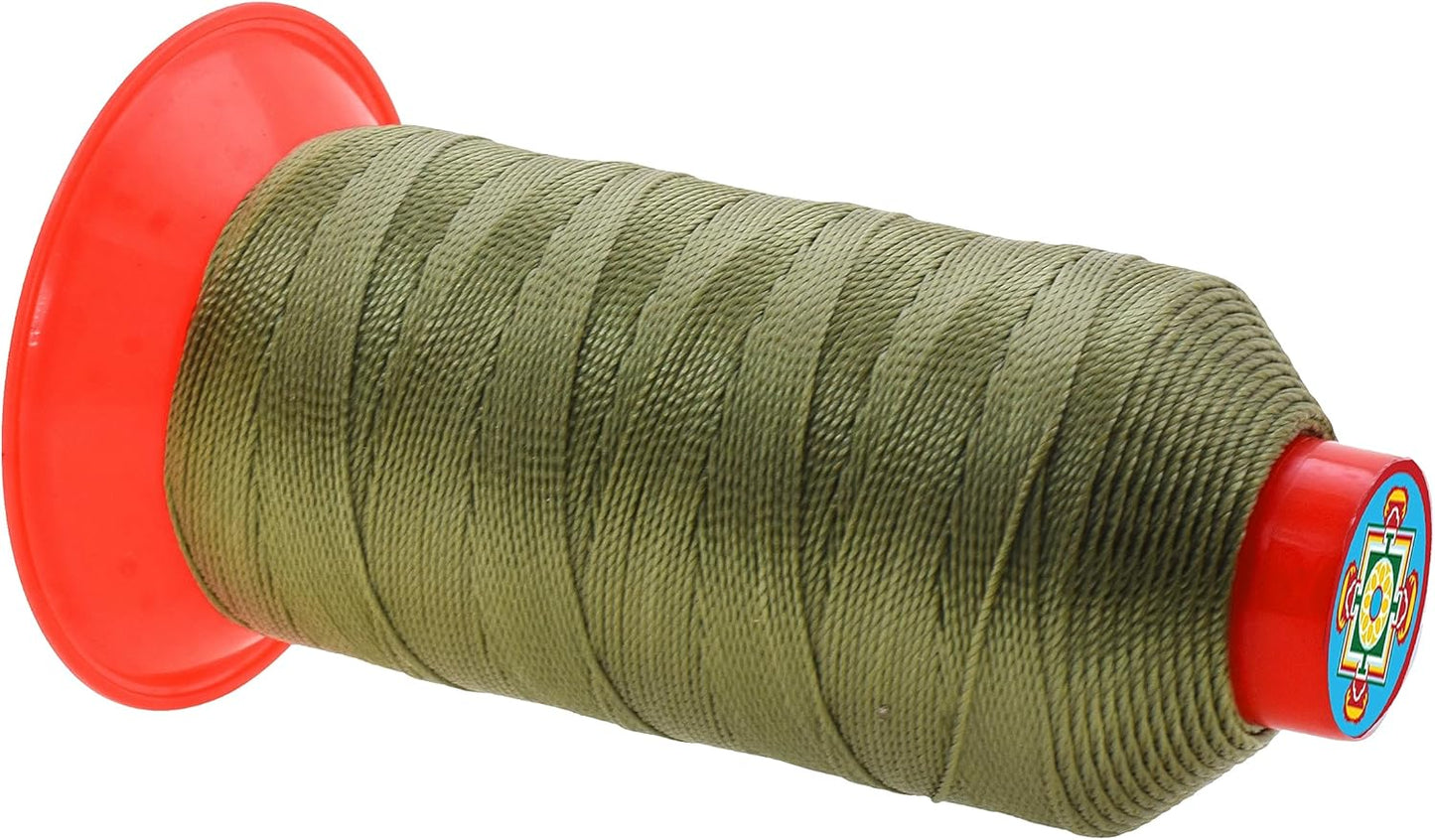 Mandala Crafts Bonded Nylon Thread - Olive Drab Heavy Duty Sewing Threads - 415 YDs Size 346 210D T350 Tex 350 for Leather, Jeans, Weaving, Outdoor, Marine, Upholstery