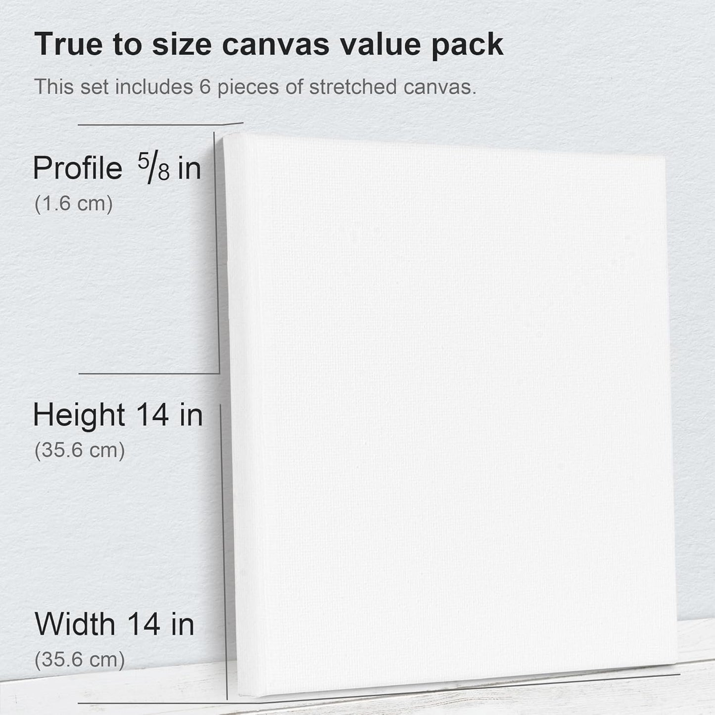 PHOENIX Stretched Canvas for Painting 14x14 Inch/6 Value Pack, 8 Oz Triple Primed 5/8 Inch Profile 100% Cotton White Blank Canvas, Square Framed Canvas for Oil Acrylic & Pouring Art