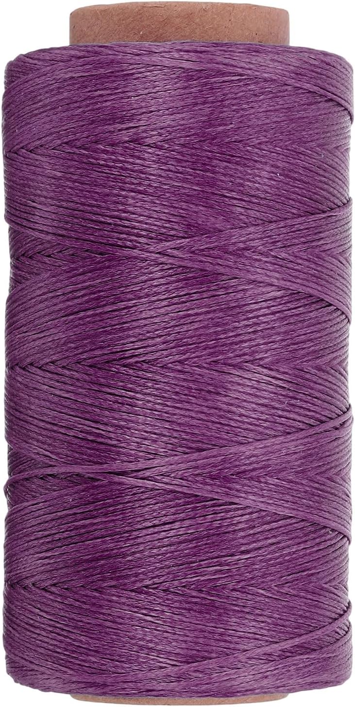 PATIKIL 284 Yard Flat Waxed Thread 150D 1mm Leather Sewing Cord for Repairing Shoes Bags Wallets Jewelry Making DIY Leather Craft, Purple
