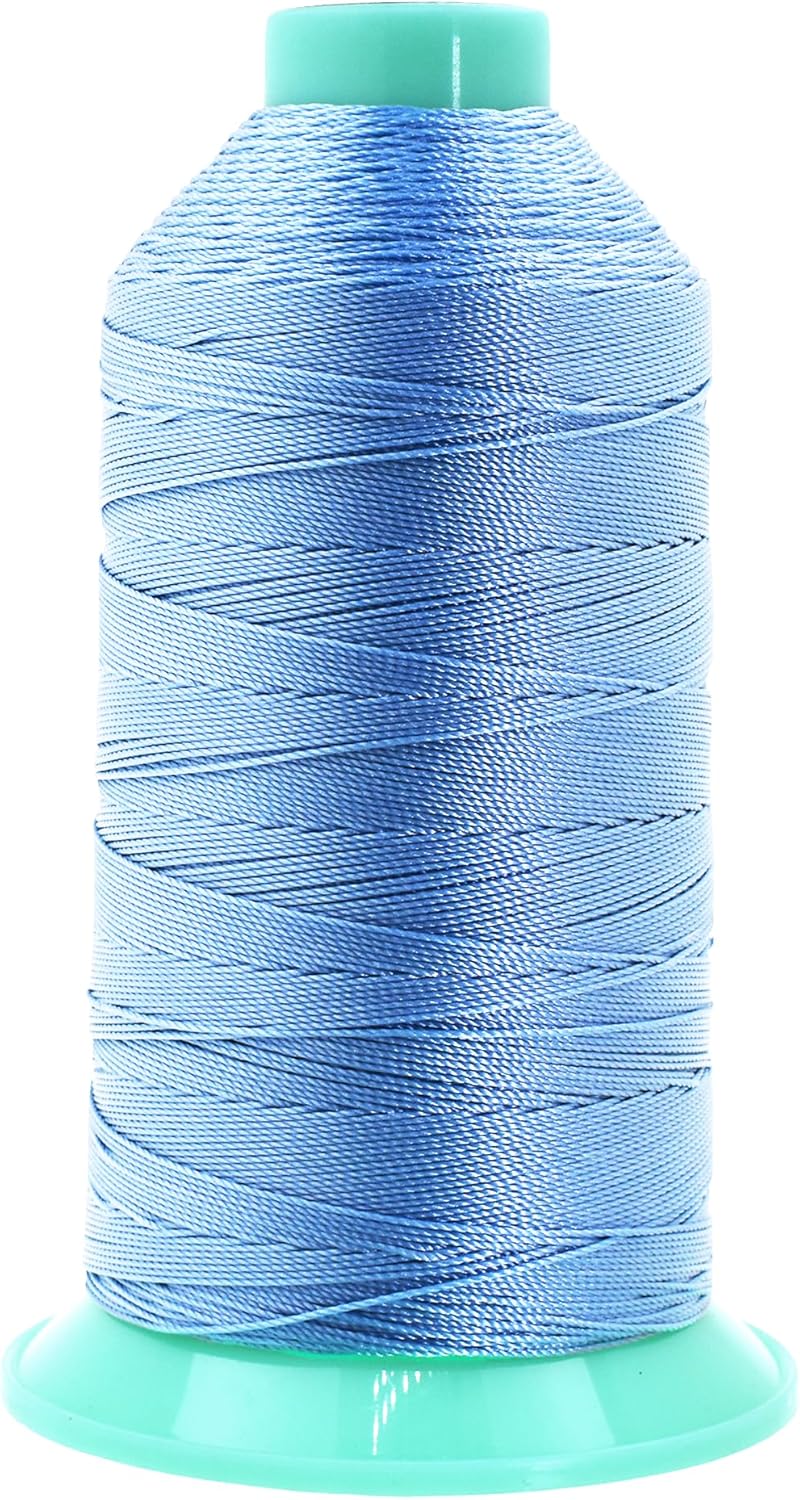 Mandala Crafts Bonded Nylon Thread Light Blue Heavy Duty Sewing Threads - 800 YDs Size 207 630D T210 Tex 210 Thread for Leather Jeans Weaving Outdoor Marine Upholstery Threads