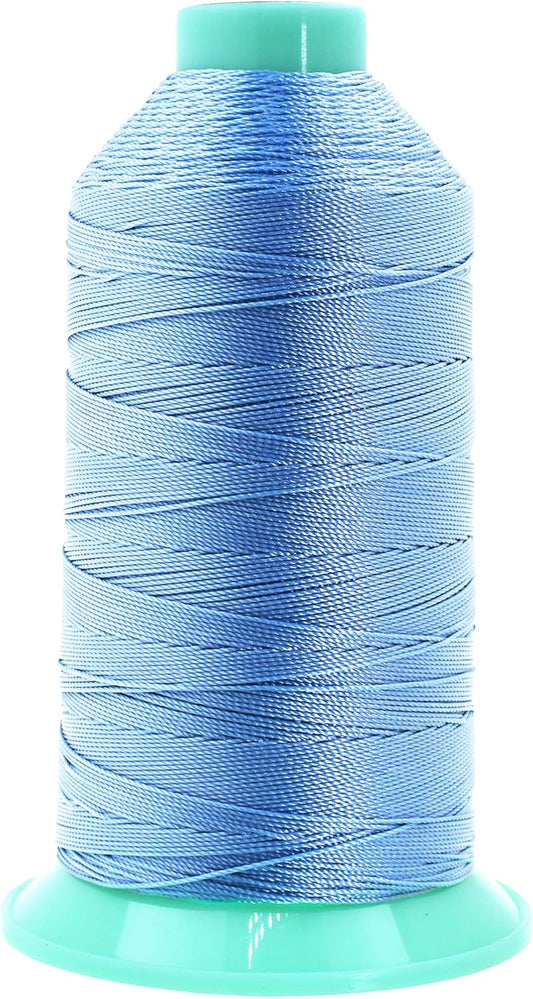 Mandala Crafts Bonded Nylon Thread Light Blue Heavy Duty Sewing Threads - 415 YDs Size 346 210D T350 Tex 350 Thread for Leather Jeans Weaving Outdoor Marine Upholstery Threads