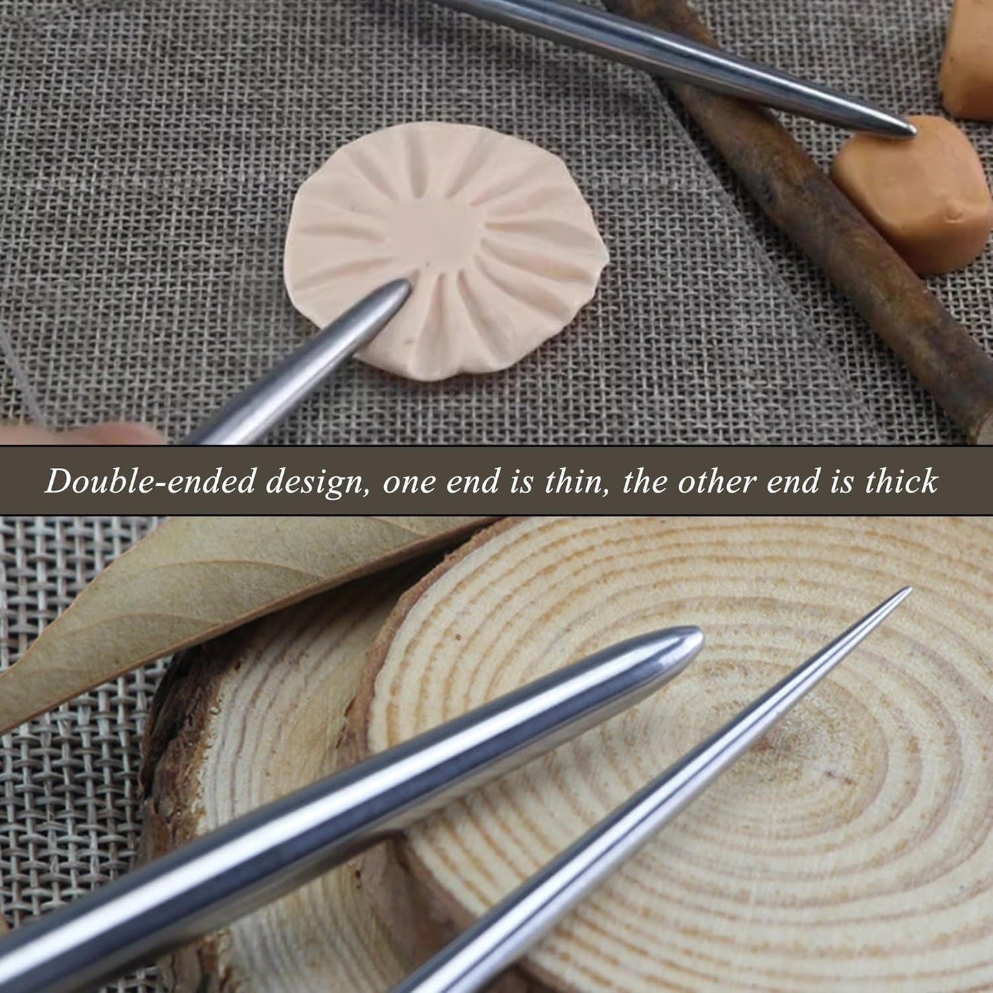 2 PCS Clay Needle Tools Sculpting Ceramics Pottery Carving Tools for Model Clay Supplies,Stainless Steel Ceramic & Pottery Needle Tools 5.9 Inch Texture Needle Pottery Scoring Tool,Silver, LXLVOUEG
