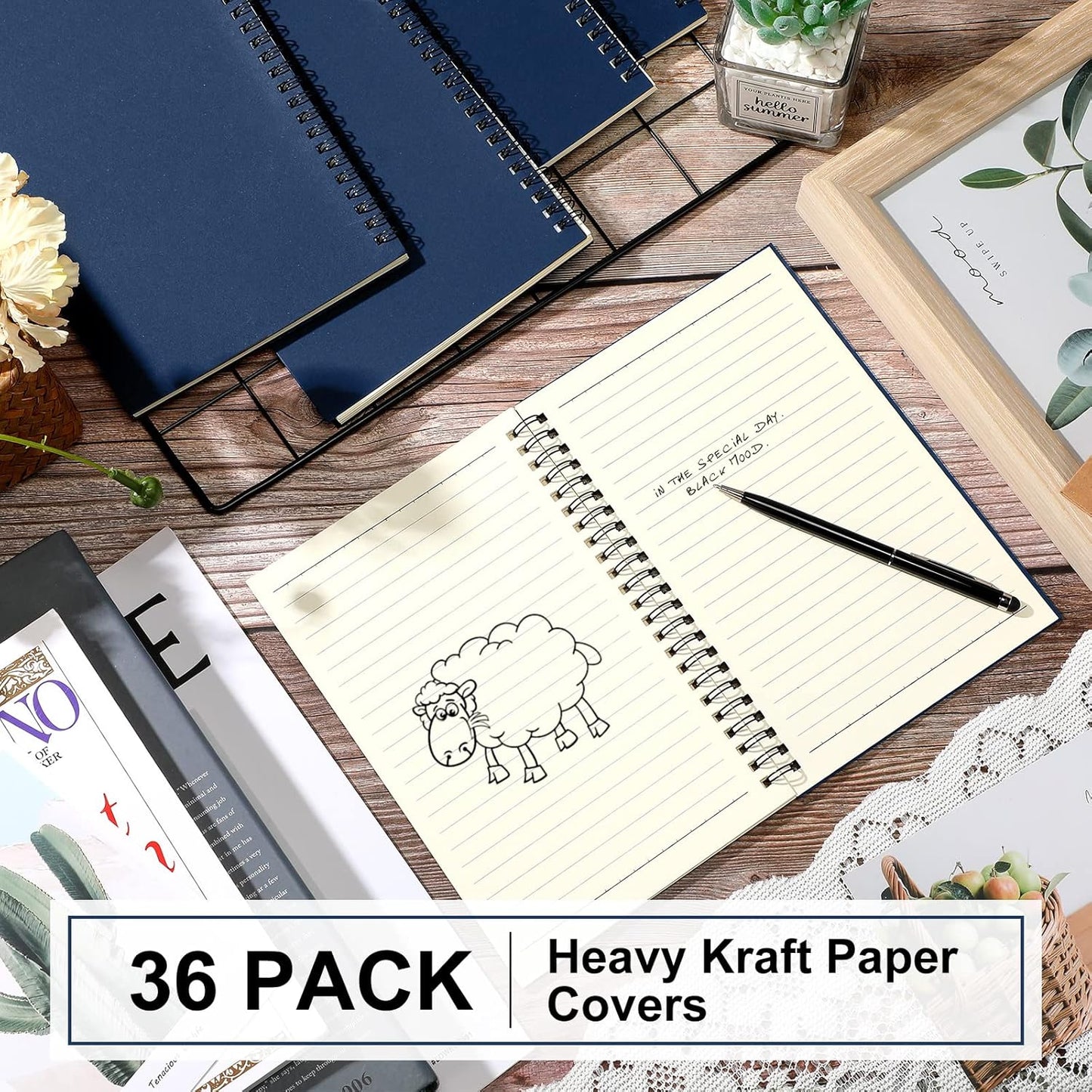 Yahenda 36 Pcs Spiral Notebook Bulk A5 Journal Lined 8.3'' x 5.5'' Writing Composition Paper Small Notepad Subject Notebook for Students Office Business Back to School Supplies (Deep Blue)