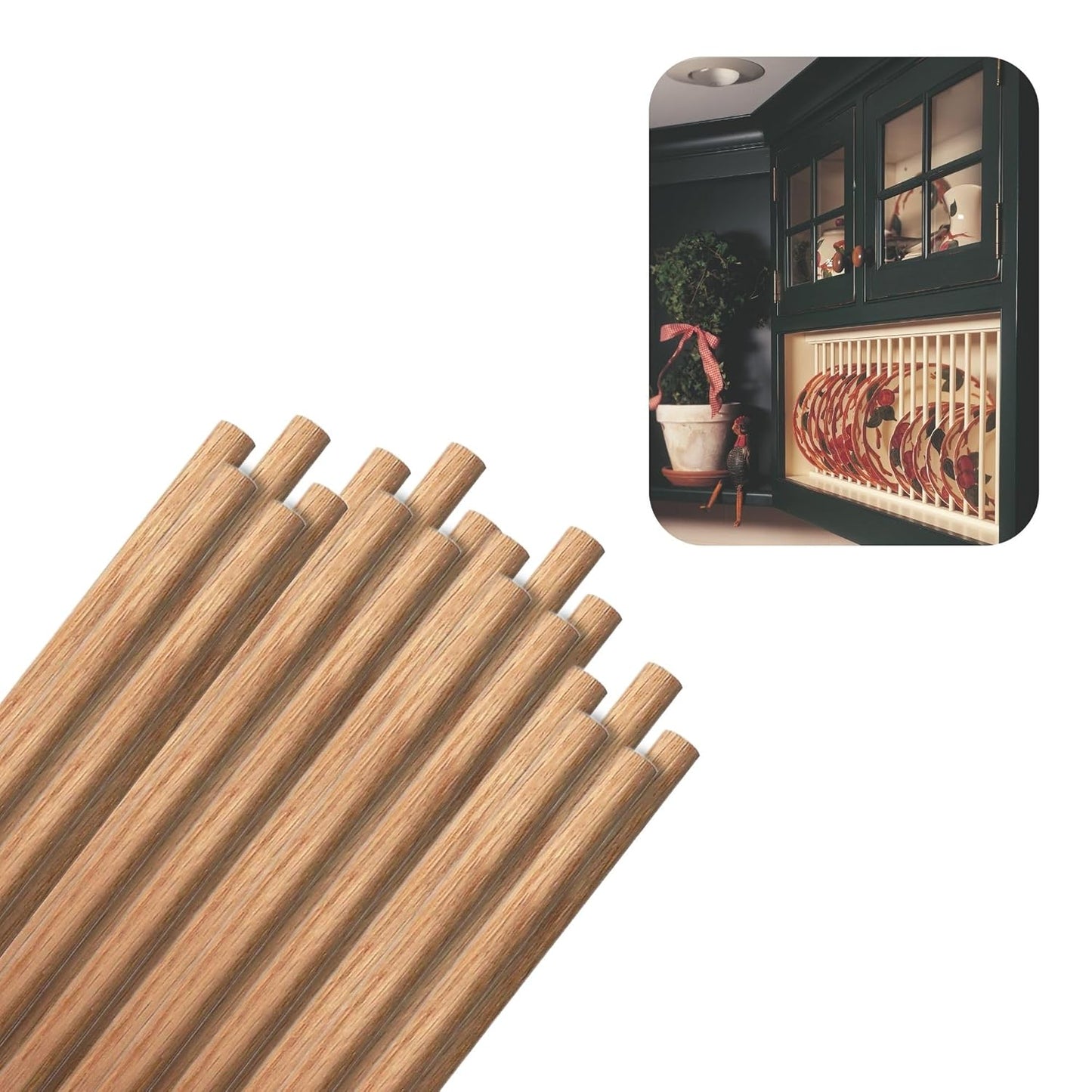 Red Oak Round Dowels (1/2" x 36", Pack of 20) | Variety of Diameters & Wood Species | Unfinished Wooden Dowel Rods for Crafts & DIY Home Projects | Curtain Rod, Macrame Supplies, Moulding, Flagpole