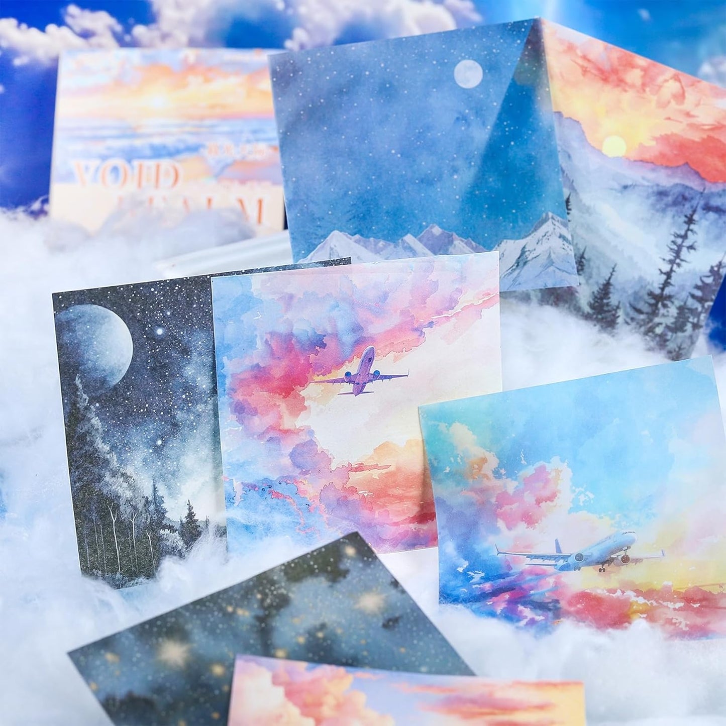 Sky-Themed Scrapbook Paper Set, 120PCS Dual-Material Ephemera for Junk Journaling, Scrapbooking, DIY Crafts, and Art Supplies