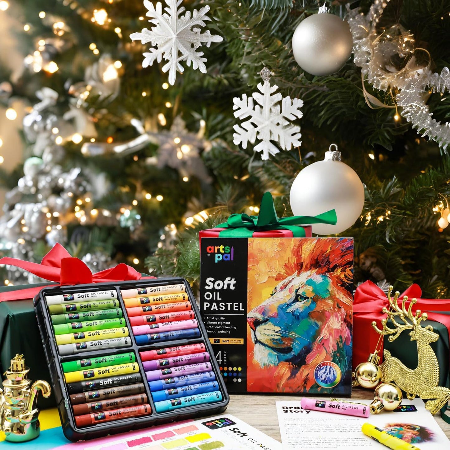 Soft Oil Pastels Set, 24 Vibrant Colors, Oil Pastel Crayons for Artists, Beginners, Teachers, Students, Great Blending and Layering for Art Supplies, Art Painting, Drawing (10 x 70 mm)