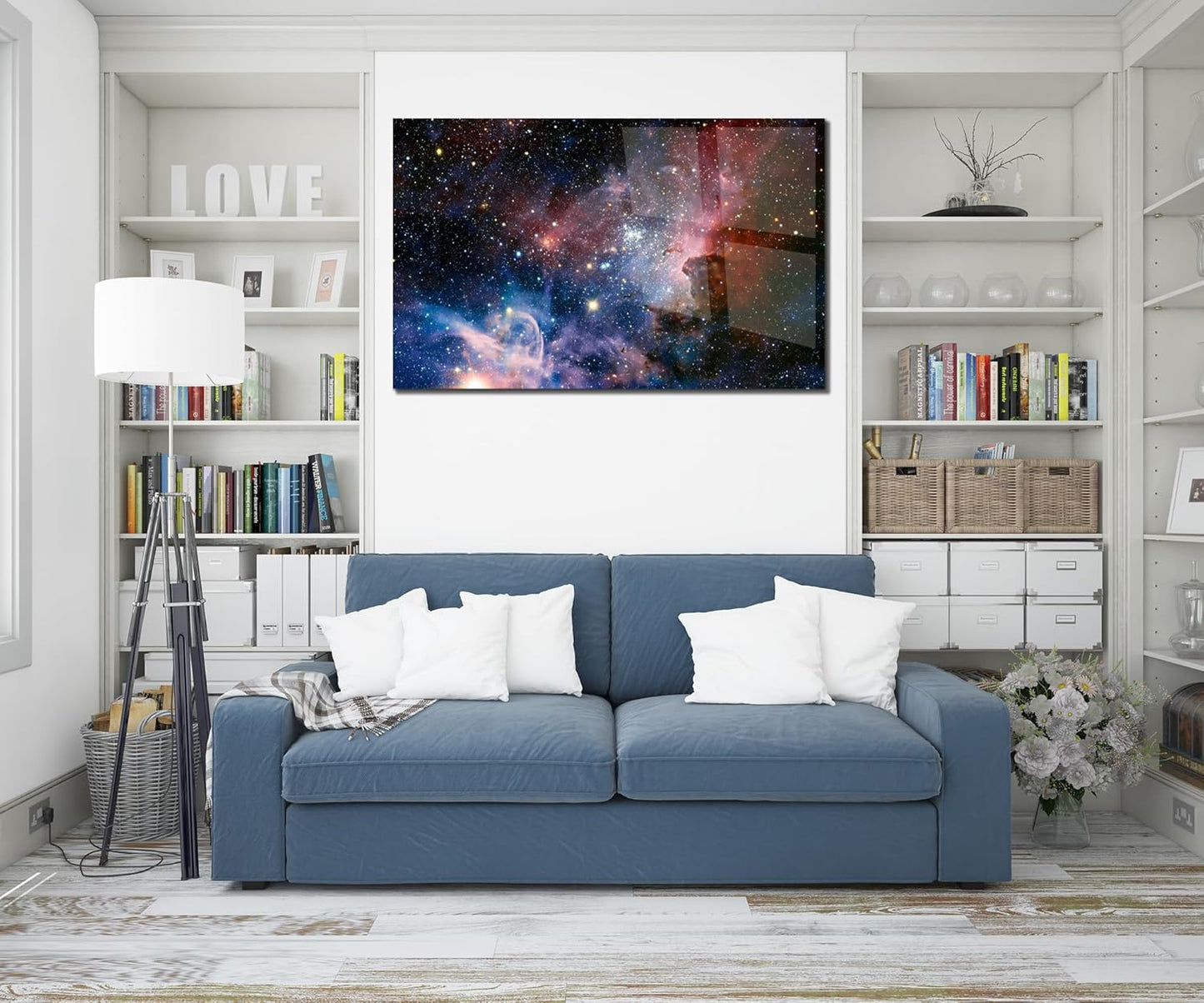 SpiritualHands Stunning Nebula Tempered Glass Wall Art Painting for Living Room, Tempered Glass Modern Prints Decor, Large Vivid Color Panel for Bedroom, Kitchen, or Office