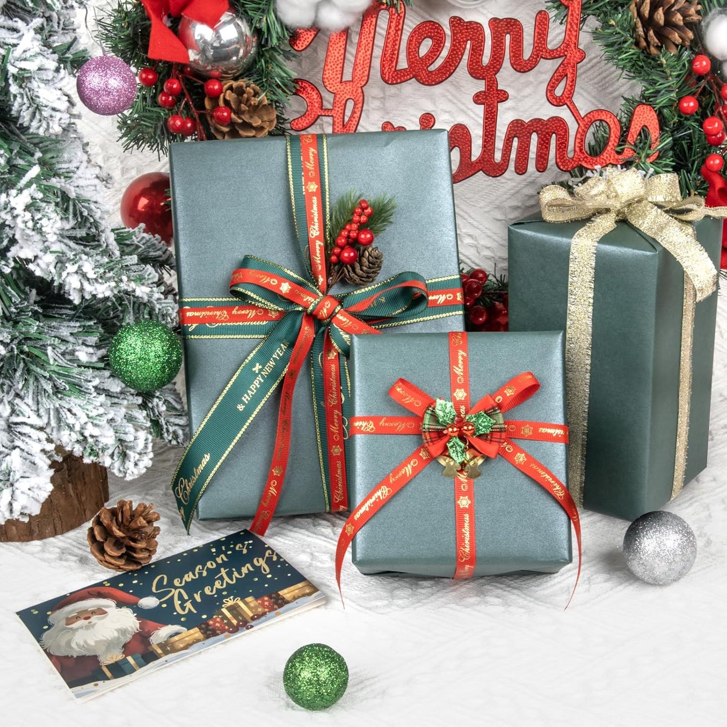 NESCCI Dark Green Matte Wrapping Paper,Solid Color Pearly-Lustre Paper,Gift Wrapping Paper,Perfect for Wedding,Valentine's Day,Birthday, Christmas,Baby Shower,DIY Bouquet (17 Inches X 32.8 Feet)