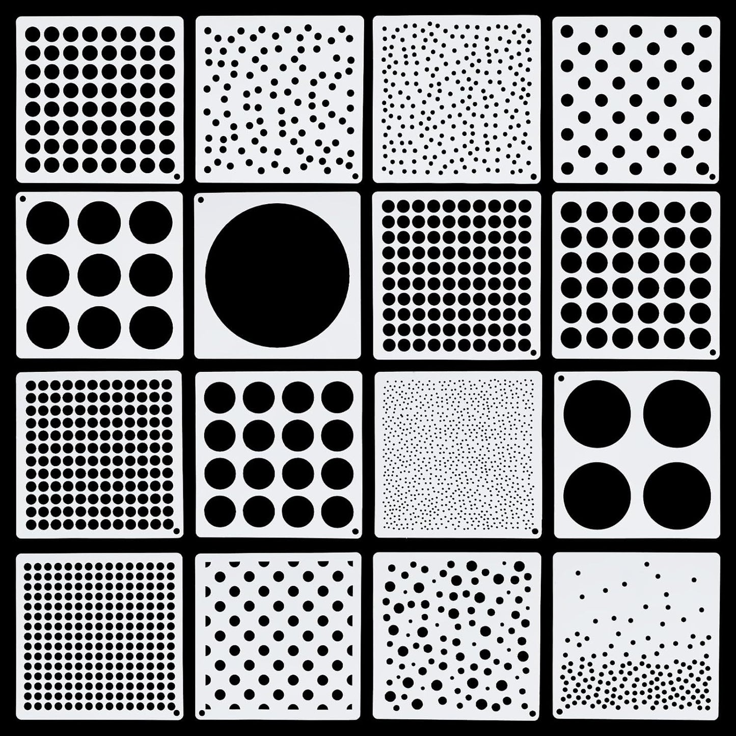 16 Pcs Circle Stencils for Drawing,Polka Dot Stencils Round Geometric Stencil for Painting Mixed Media Assorted Size Circle Stencil for Painting On DIY Card Wood Furniture Pillow Wall Scrapbook