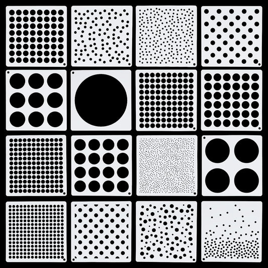 16 Pcs Circle Stencils for Drawing,Polka Dot Stencils Round Geometric Stencil for Painting Mixed Media Assorted Size Circle Stencil for Painting On DIY Card Wood Furniture Pillow Wall Scrapbook