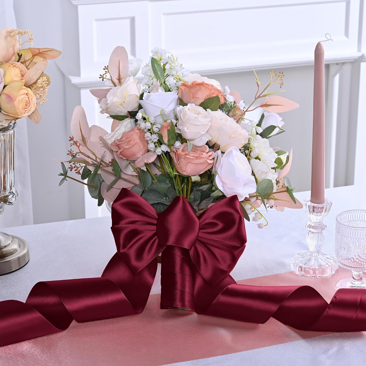 Wine Satin Ribbon 3 Inch X 15 Yards Solid Color Double Faced Ribbons Perfect for Crafts Wedding Decor Bow Making Arts Sewing and More