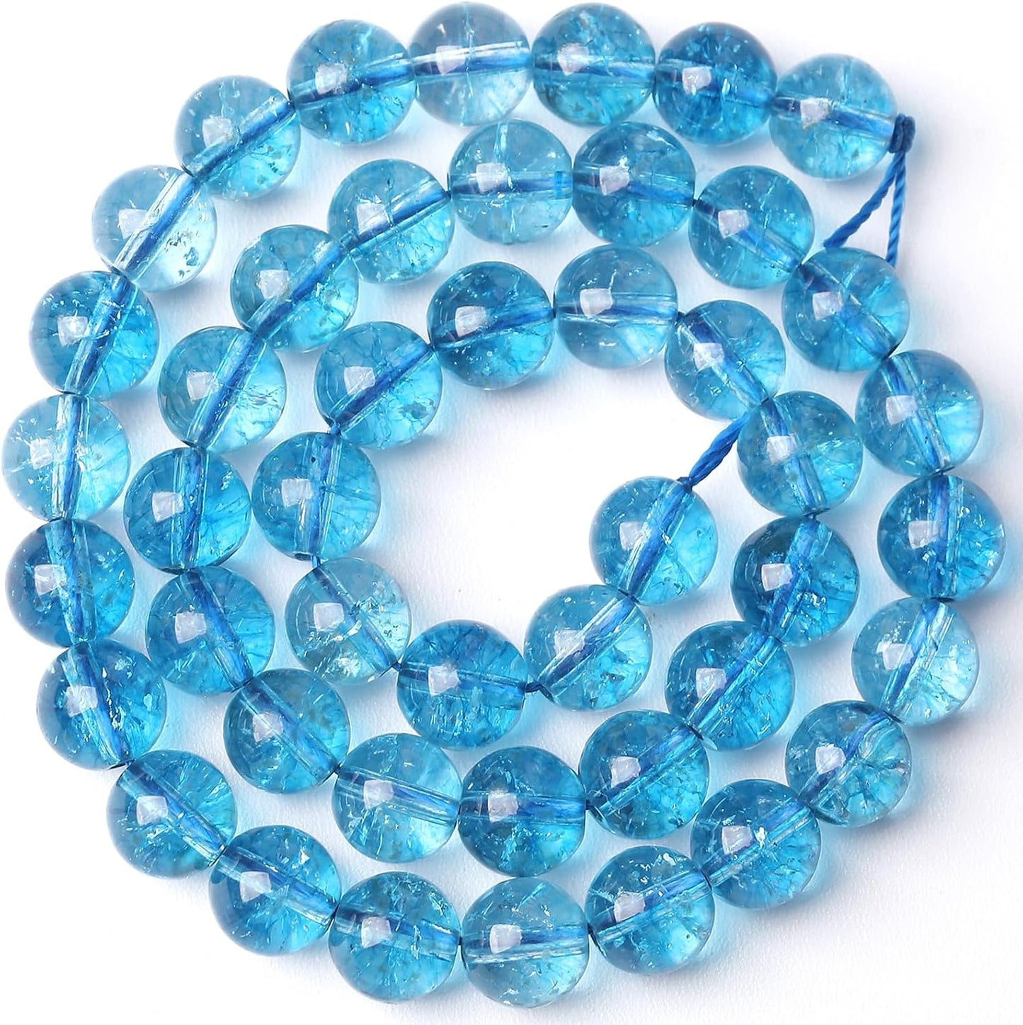4MM Blue Crystal Quartz Beads Natural Gemstone Round Loose Stone Beads for Jewelry and Bracelets Making 180pcs 2 Strands 32"