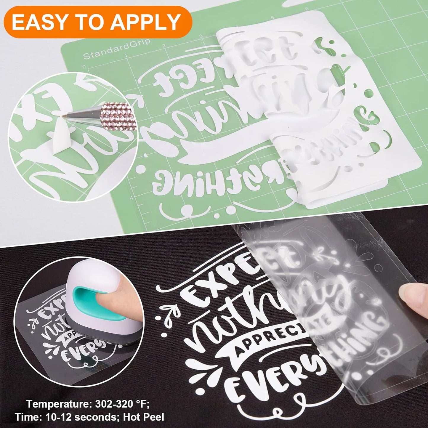 VINYL FROG Heat Transfer Vinyl Roll HTV Vinyl - 12" x12ft White Iron on Vinyl for T-Shirts, Heat Press Vinyl for DIY Craft Designs (White)