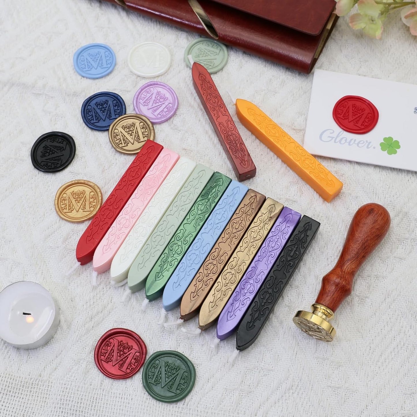 12Pcs Wax Sealing Sticks with Wicks, Assorted Colors Wax Seal Sticks Great for Letter Sealwax Stamp, Mixed Wicks Waxsealsticks Wedding Invitations, Decoration (12-2)