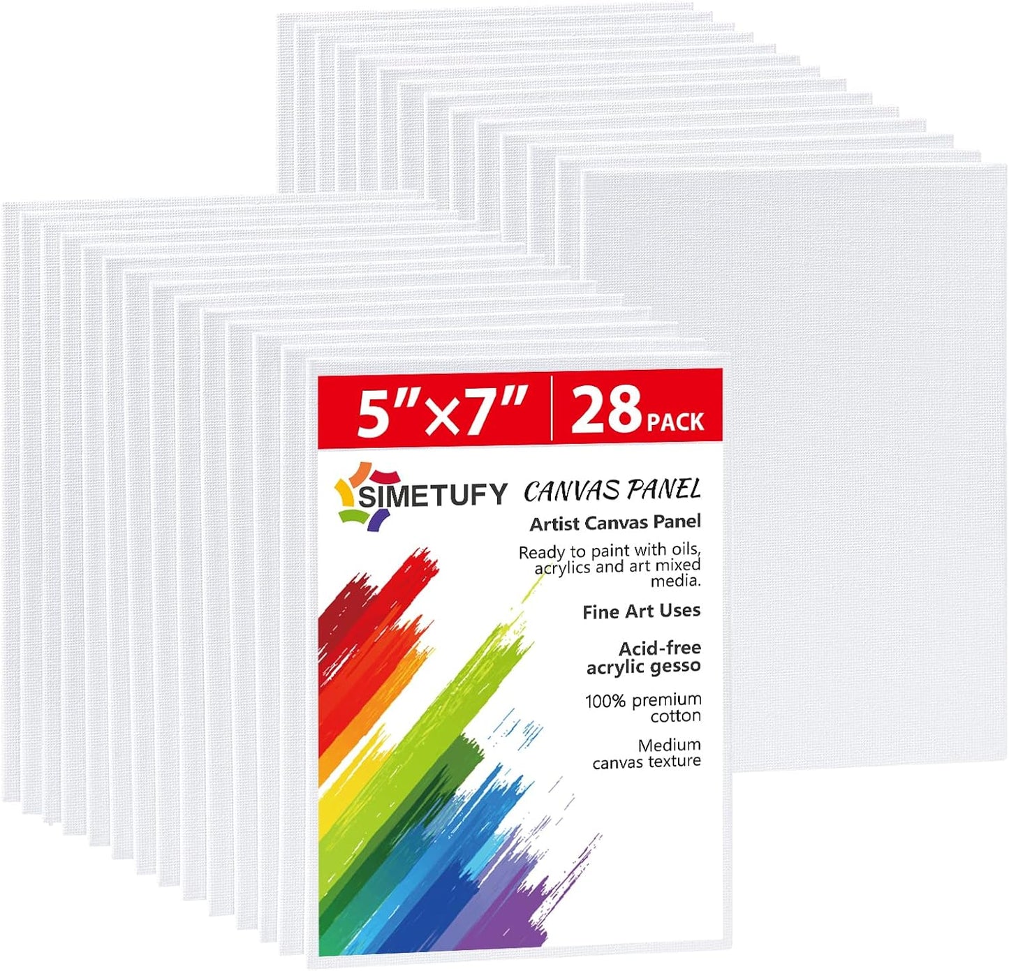 Simetufy 28 Pack Canvas Boards for Painting 5 x 7 inch, Blank Canvas Panels- Gesso Primed Acid-Free 100% Cotton for Acrylics Oil Watercolor Tempera Paints