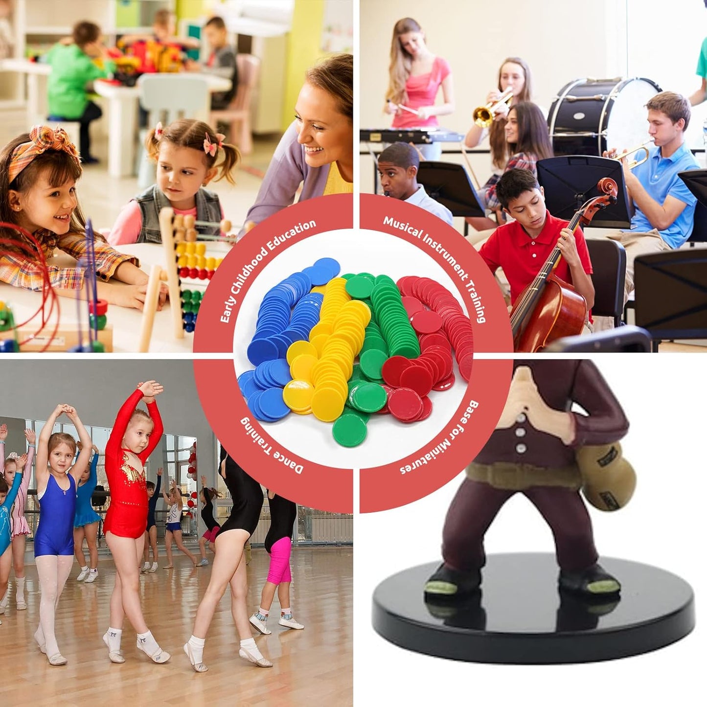 Set of 100 Opaque Plastic Learning Counters Mini Poker Chips Game Tokens with Storage Box (Mediumvioletred+Lawngreen+Deepsky Blue+Orange, 1 Inch)