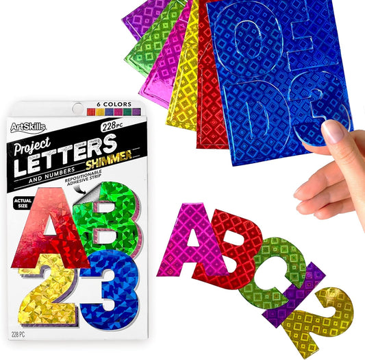 ArtSkills Poster Letters 2.5” Paper Letters for Poster Board Projects, Classroom Bulletin Boards, Sign Making Supplies, Holographic, 228 Pieces