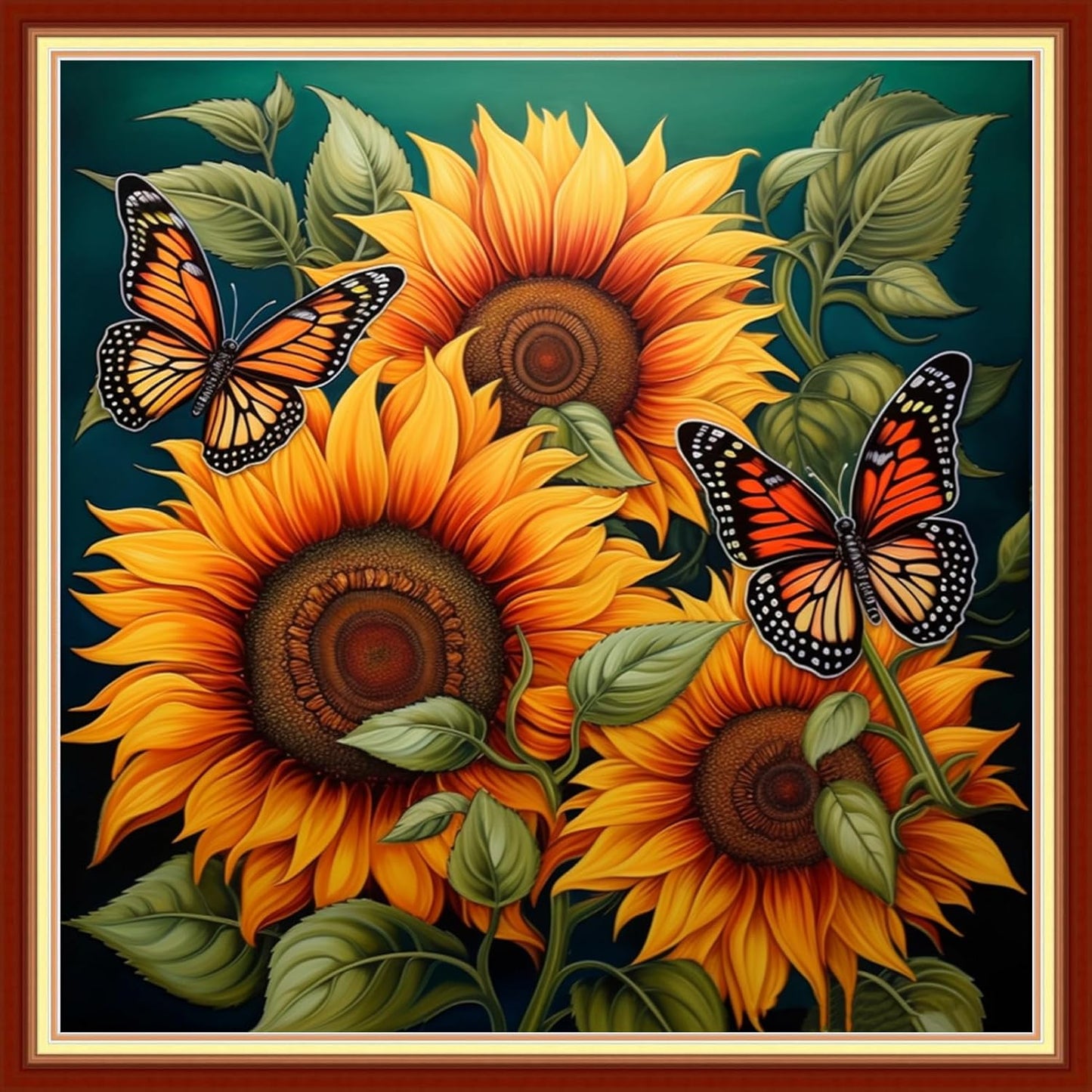 Joyhoor Stamped Cross Stitch Kits for Beginners, Needlepoint Kits for Adults, 11CT Counted Embroidery Kits-Magic Sunflower 18x18 inchs