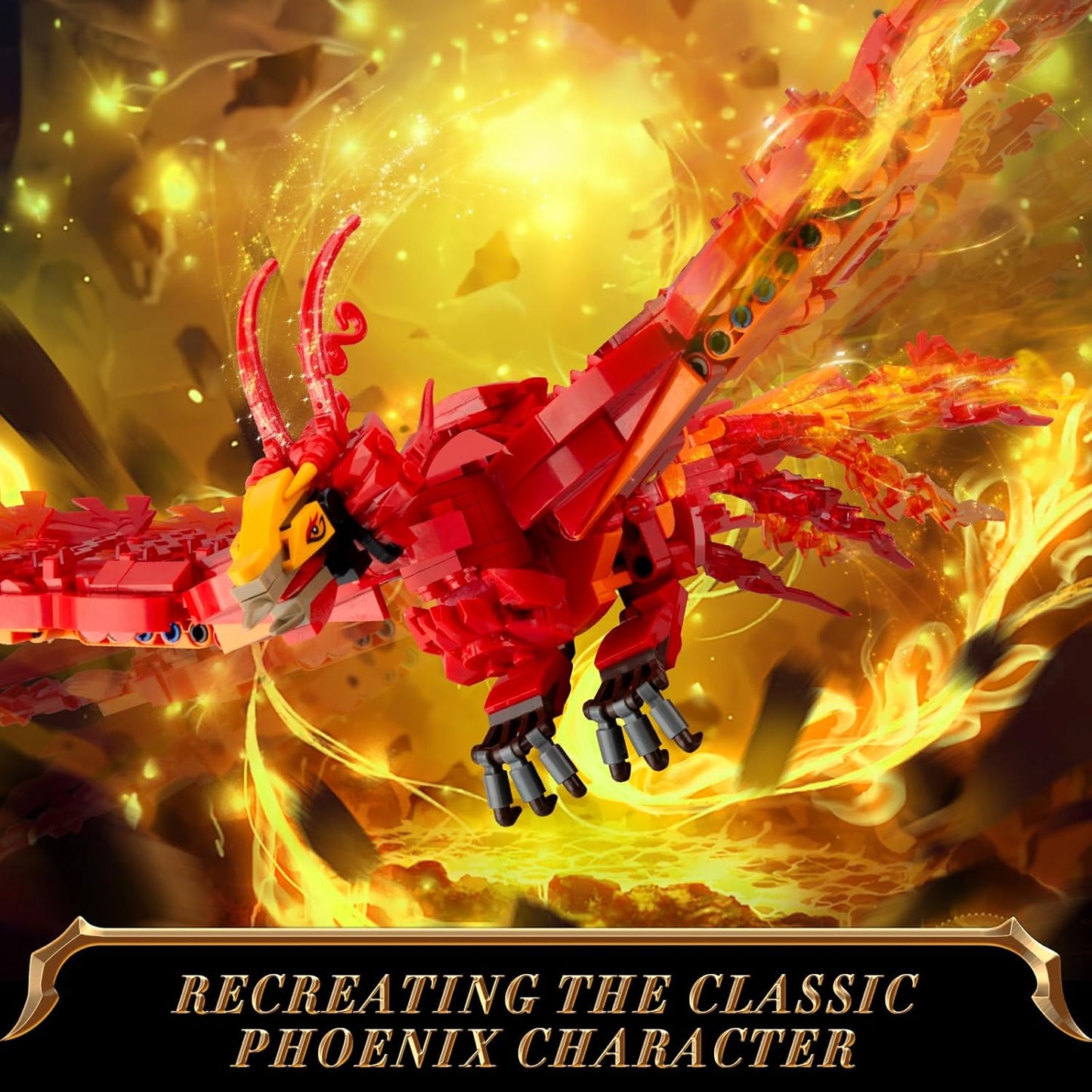 Phoenix Building Set, Bird Animals Set Wings Adjustable Building Kit, Collectible Magic HP Model Toys Gifts for Adults Kids Fans 12+ (938 PCS)