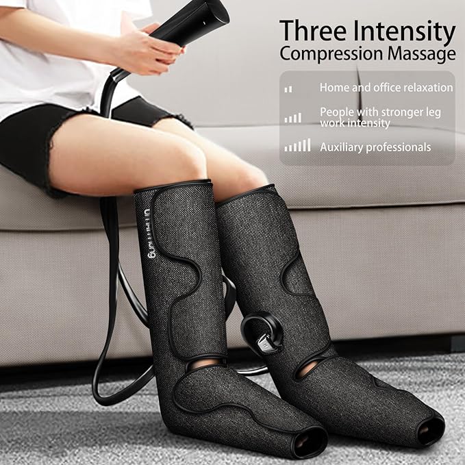 UMARMUNG Air Compression Leg Massager with Heat, Gifts for Women Men Mom Dad, Leg Foot Massager Gift for Christmas, Fathers Day, Mothers Day, Vericose Veins, Edema, Muscle Fatigue, Cramps, Swelling