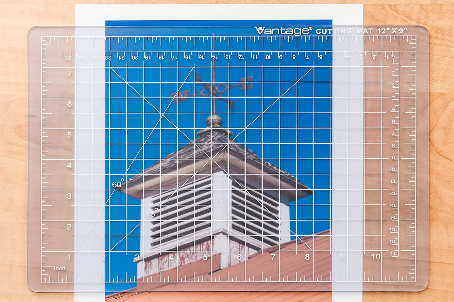 Dahle Vantage 10680 See-Through Premium Self-Healing Cutting Mat, 9"x12", 1/2" Grid, 5 Layers for Max Healing, Perfect for Crafts & Sewing, Clear