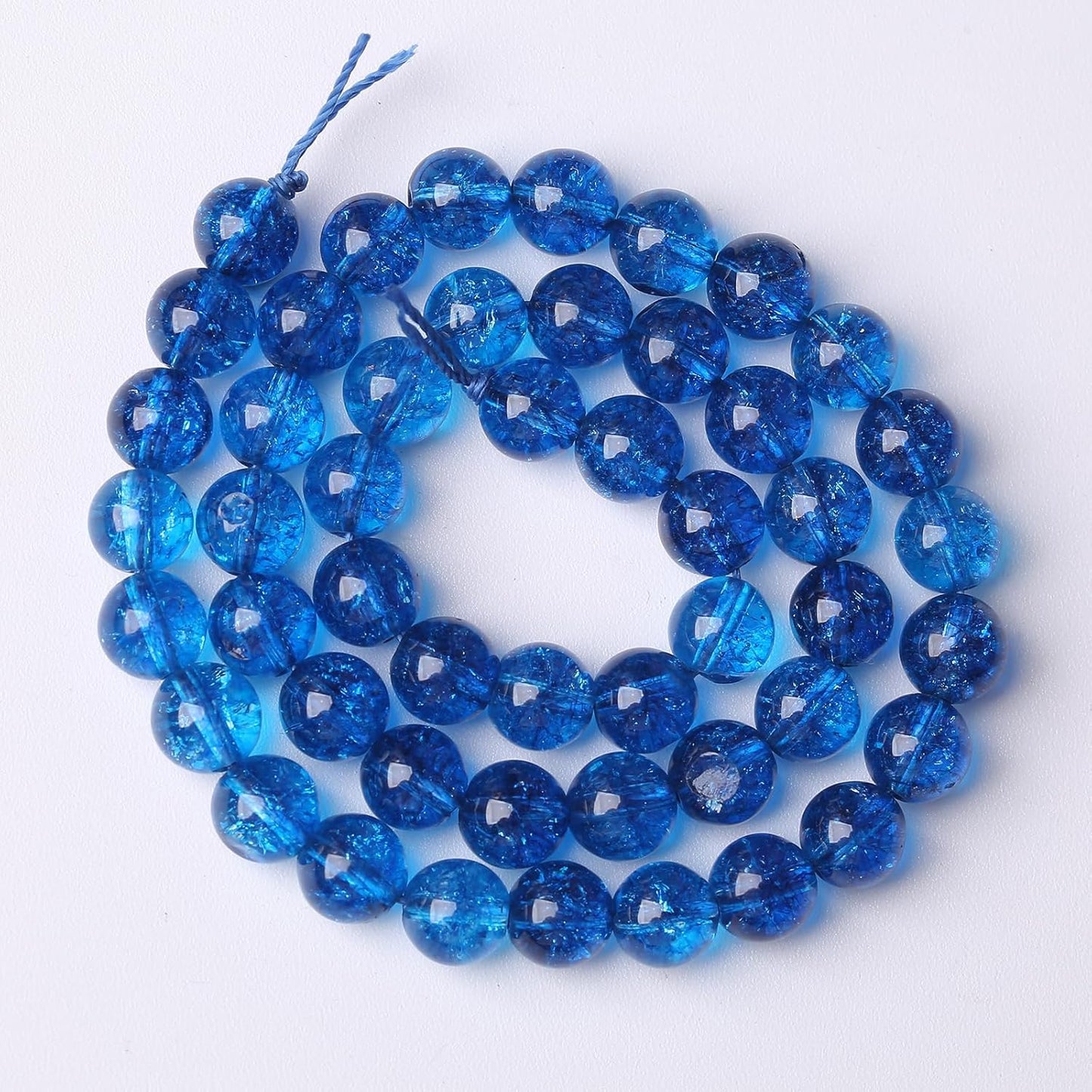 90pcs 4mm Natural Blue Crystal Crackle Quartz Stone Round Loose Beads for Jewelry Making DIY Bracelets Necklaces Energy Healing Stone Beads 15" (4mm, Blue Crackle Quartz)