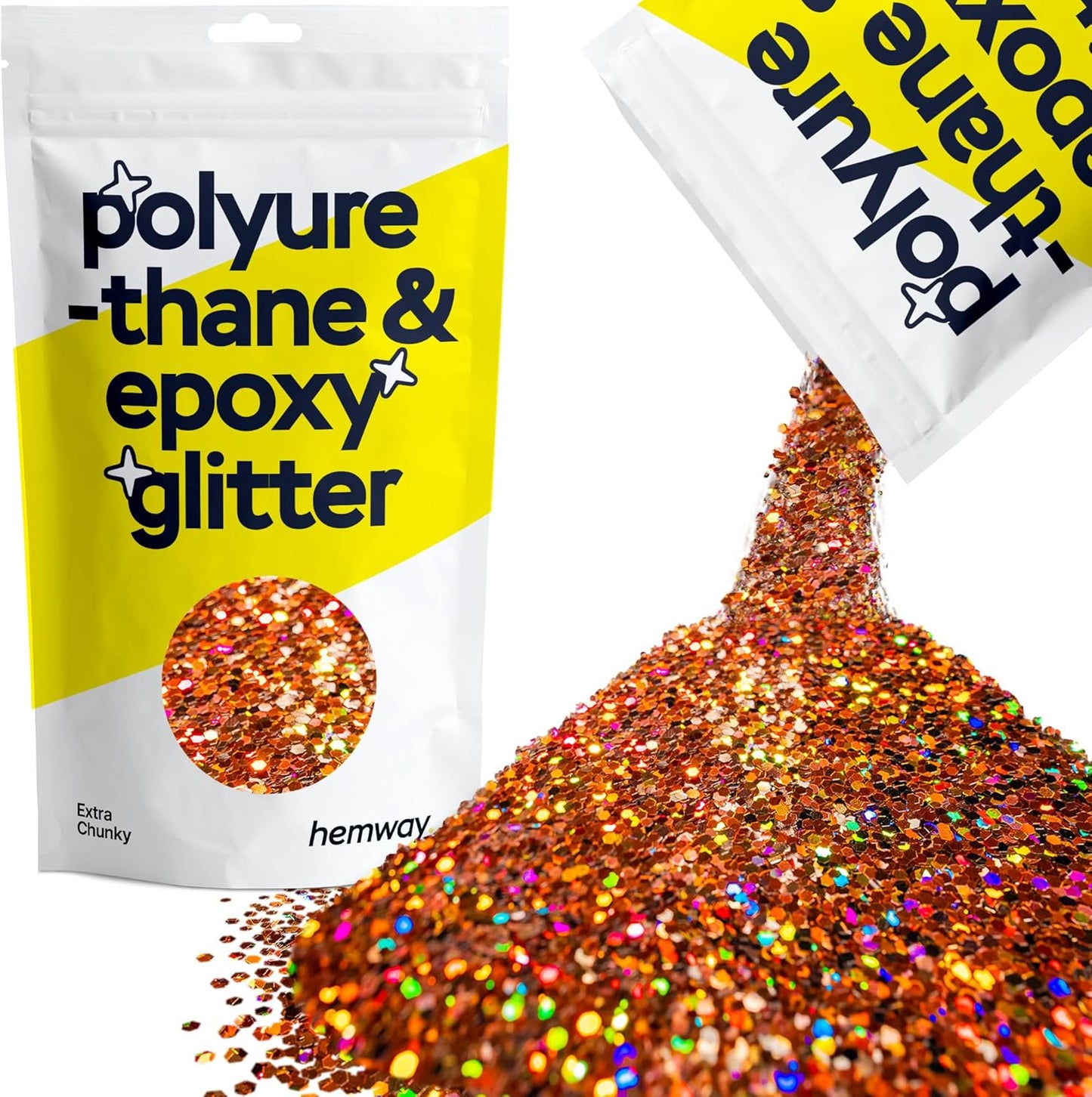 Hemway Polyurethane & Epoxy Resin Glitter 100g / 3.5oz Metallic Crystal Flake Additive for Flooring Jewelry Tumblers Glass Pigment - Extra Chunky (1/24" 0.040" 1mm) - Bronze Brown Holographic