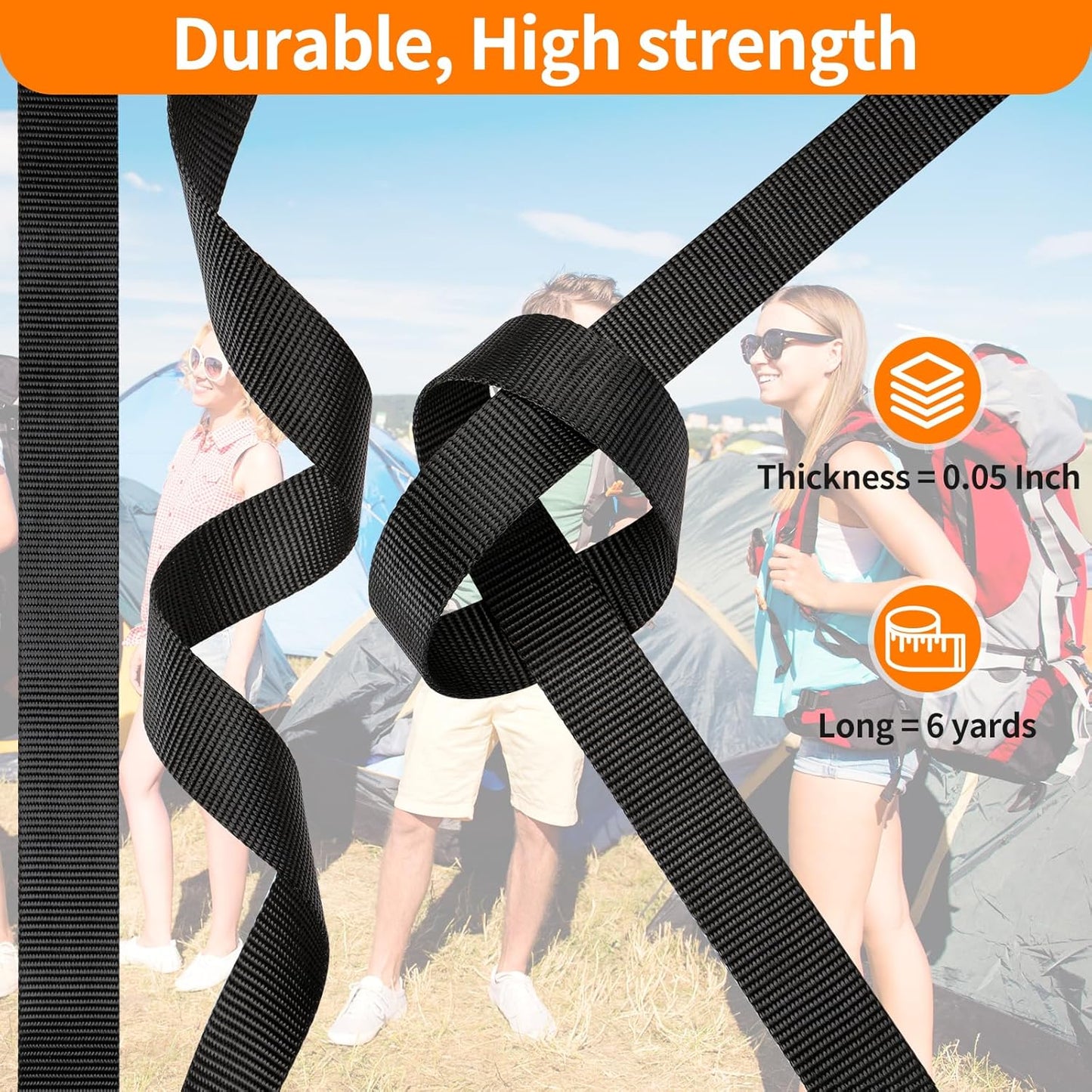 3/4" Buckles and Straps Set: 6 Yards of Thick Nylon Webbing, 6-Pack Quick Side Release Adjustable Plastic Buckles, 12 Tri-Glide Slide Clips(3/4 Inch Combo Set)