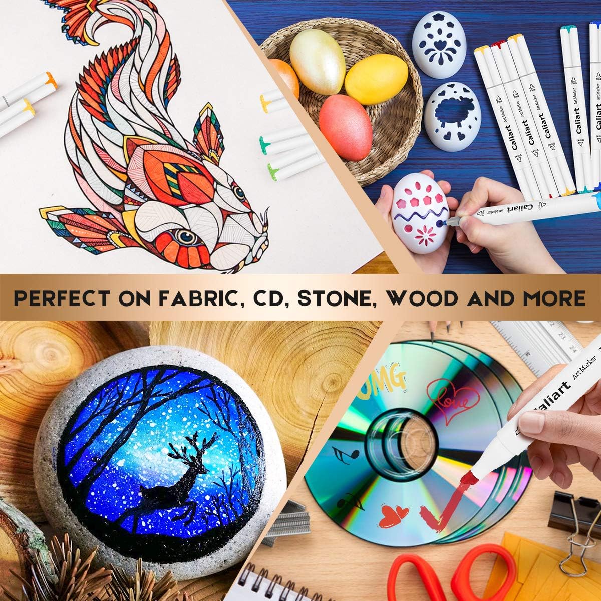 Caliart Markers, 168 Colors Dual Tip Art Markers Sketch Pens Permanent Alcohol Based, with Case for Adult Artist Halloween Drawing Sketching