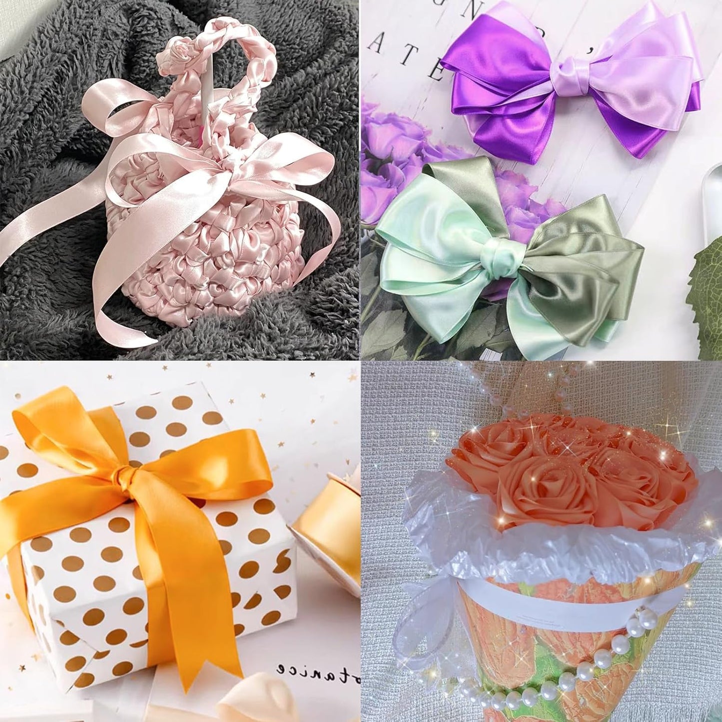 Pearl Pink Satin Ribbon 1-1/2" X 50 Yards Solid Color Double Faced Ribbons Perfect for Crafts Wedding Decor Bow Making Arts Sewing and More