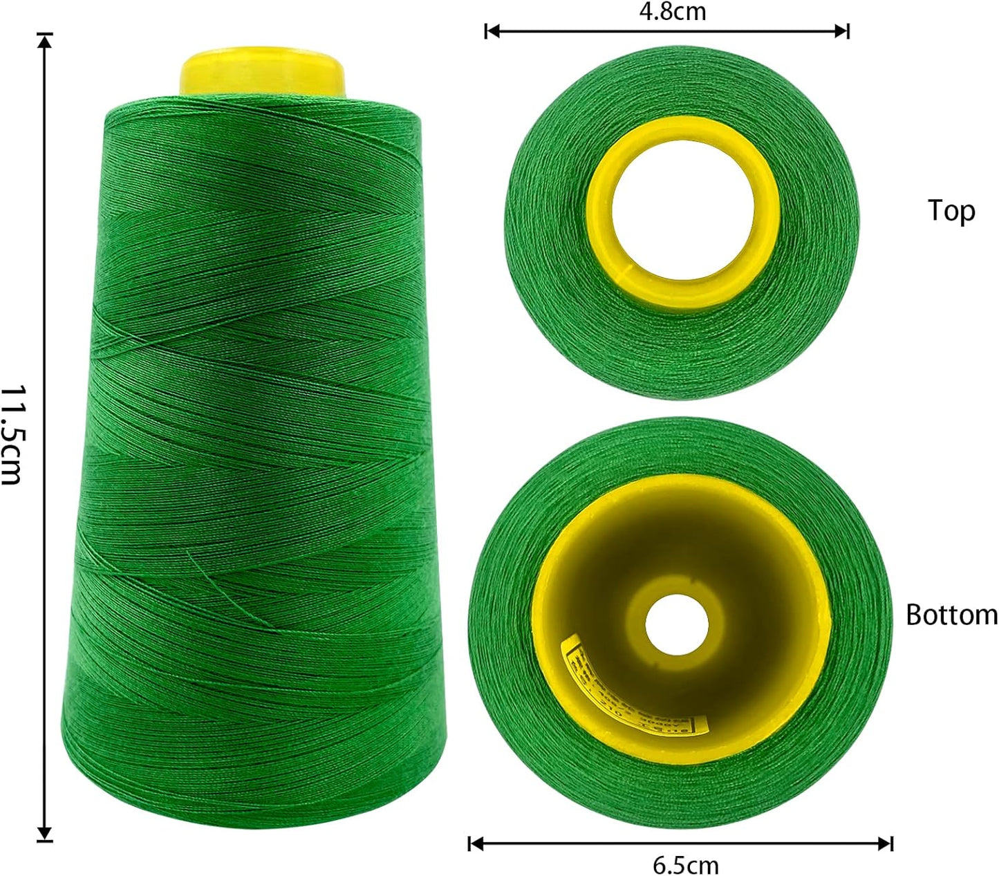 Tortoise 4 Cones of 3000 Yards Each Spool Thread for All Purpose, Serger, Overlock, Quilting, Sewing Machine - 100% Polyester - 40S/2 Green