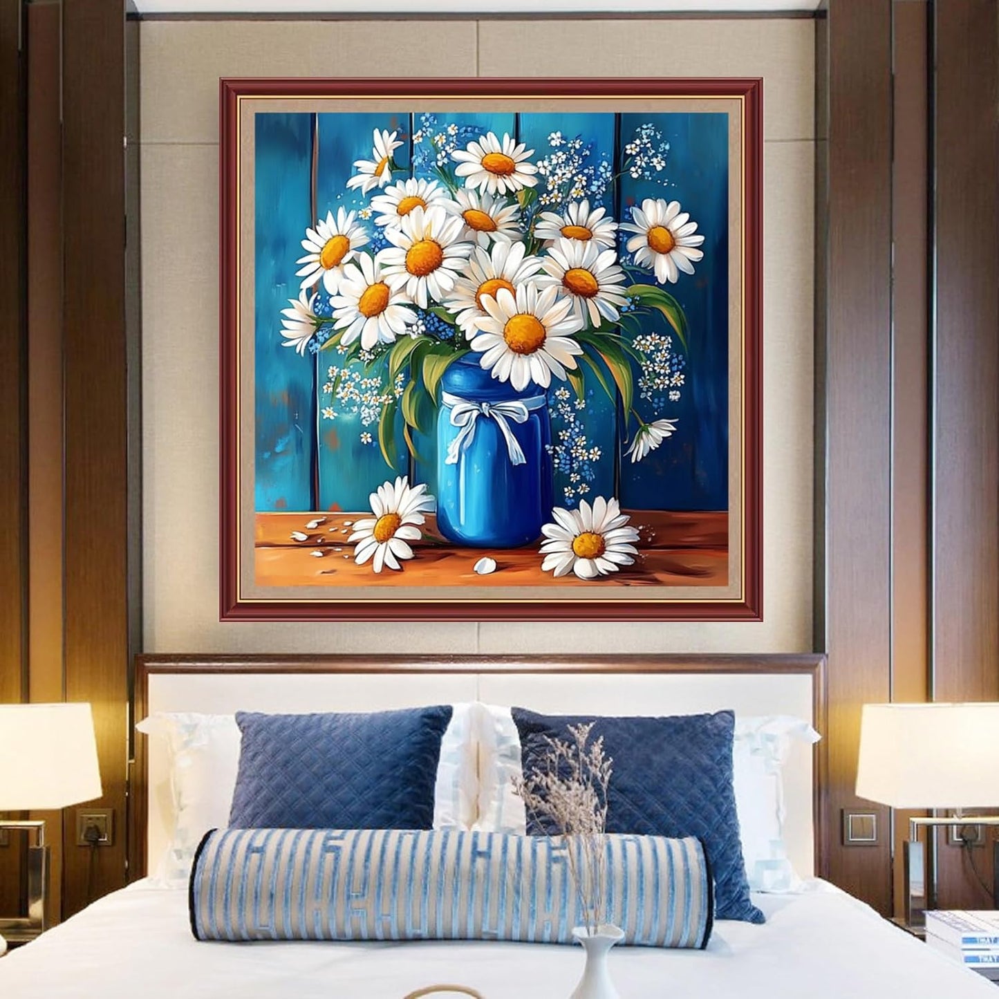 DMCXART Counted Cross Stitch Kits for Adults Needlepoint Kits Unprinted Cross Stitching Embroidery Kit 11CT Cross Stitch Supplies-Beautiful Flower vase 18x18 inch