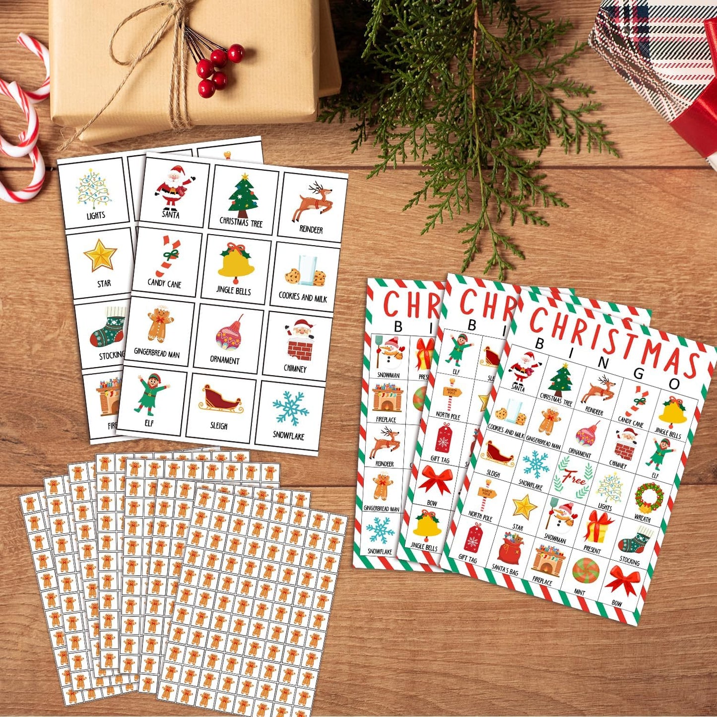 Christmas Bingo Cards, 24 Players Xmas Bingo Cards for Adults Large Group, Fun & Exciting Xmas Games for Family Activities, Classroom Party, Holiday Entertainment, Christmas Party Favors -09
