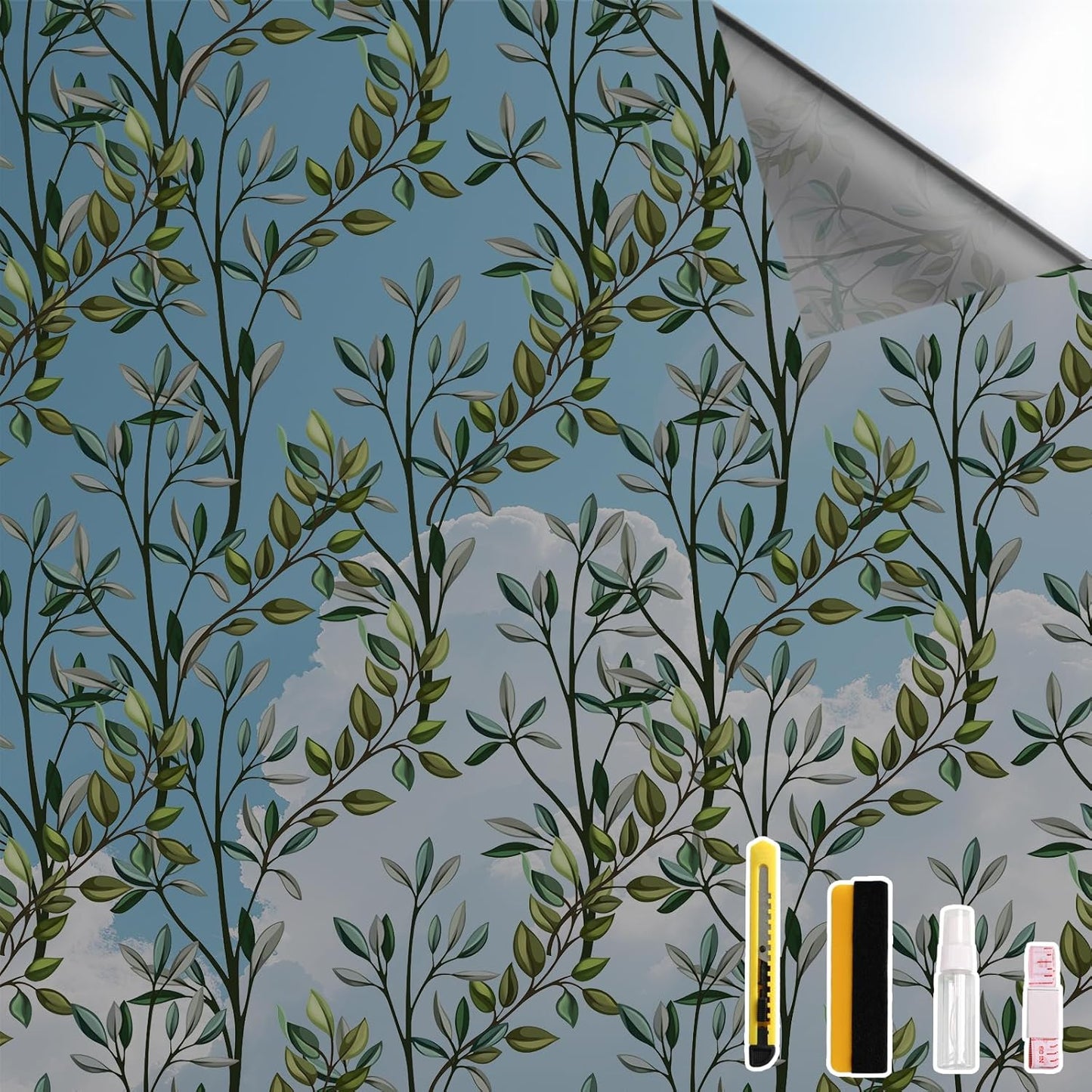 NINETREX One Way Window Privacy Film, Daytime Privacy Static Cling Sun Blocking Anti UV Reflective Window Tint for Home and Office 23.6 x 78.7 inches, Black Silver Leaf