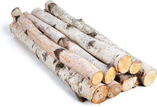 17 Inch Natural Birch Logs - Decorative Dried Birch Wood Logs for Fireplace, Wedding Centerpieces - Unfinished Wood DIY Crafts, & Home Décor - Birch Log Bundle for Indoor Display (8 PCS) (1"-2.5" DIA)