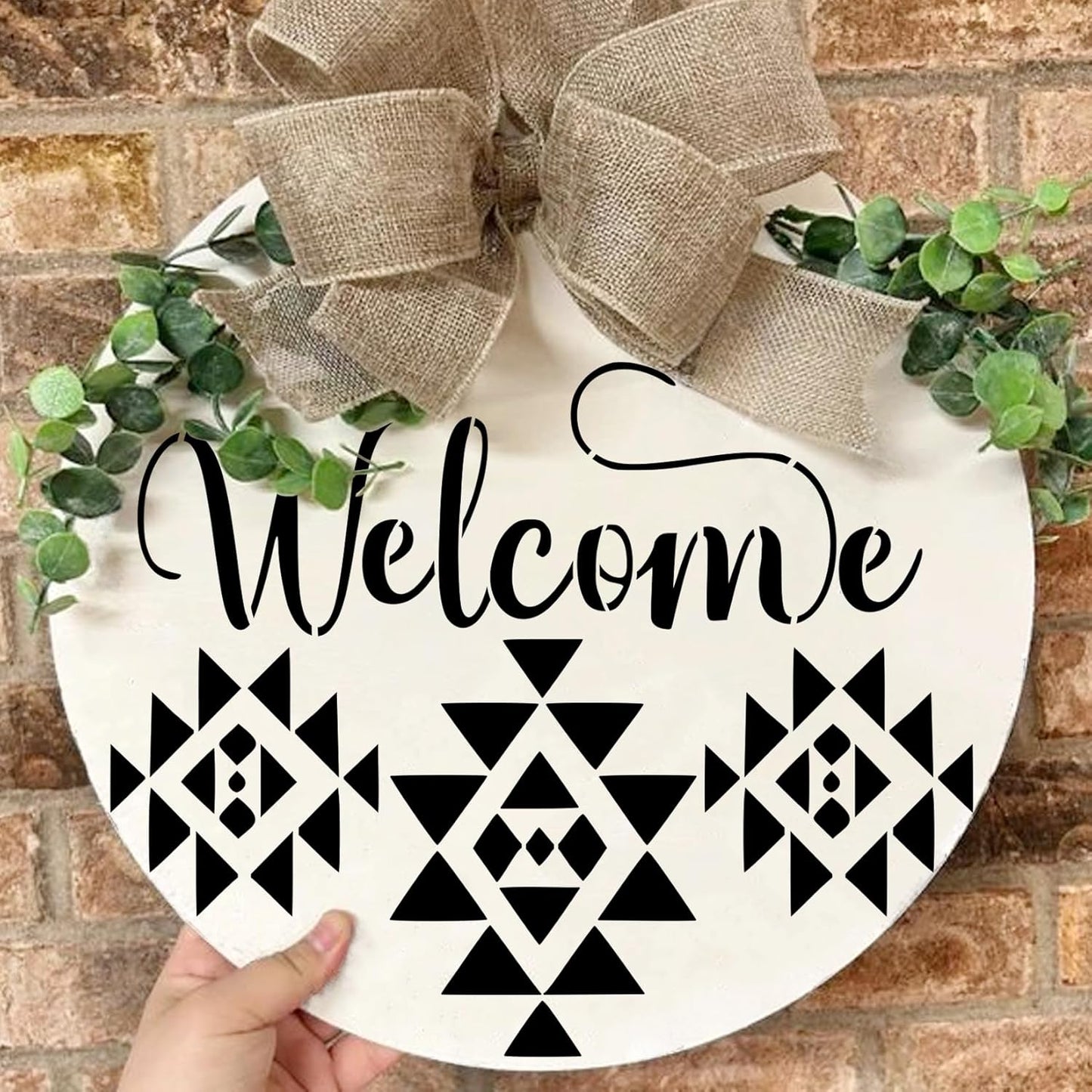9 Pcs Welcome Stencils for Painting on Wood Reusable Round Home Sweet Home Stencil Large Hello Fall Templates for Door Hanger Canvas DIY Crafts (9 Welcome)