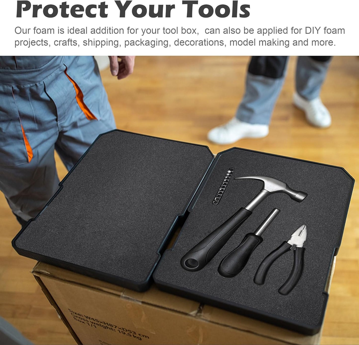 2 Pcs Polyurethane Foam Sheet- 16 x 12 x 1.5 Inch Cuttable Foam Inserts for Cases- Packing Foam Pads for Toolbox Camera Storage and Crafts