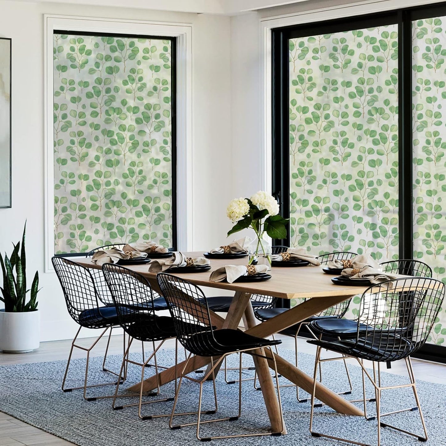 DKTIE Retro Leaves Pattern Two-Way Window Film Privacy Day and Night Window Privacy Film Decorative Stained Glass Window Clings for Birds (S222, 17.7" x 78.7")