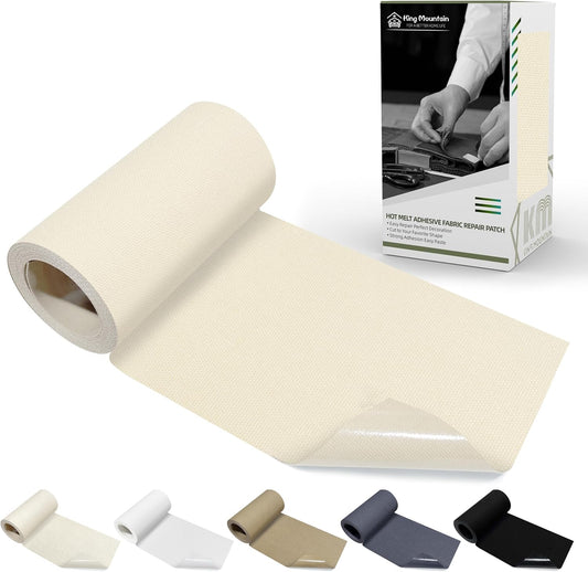 KING MOUNTAIN Canvas Iron on Patch,3"×60",Waterproof 100% Cotton Fabric Repair Patch,Used for Various Sofa,Tent,Clothes,Seats,Suitcases (Beige)