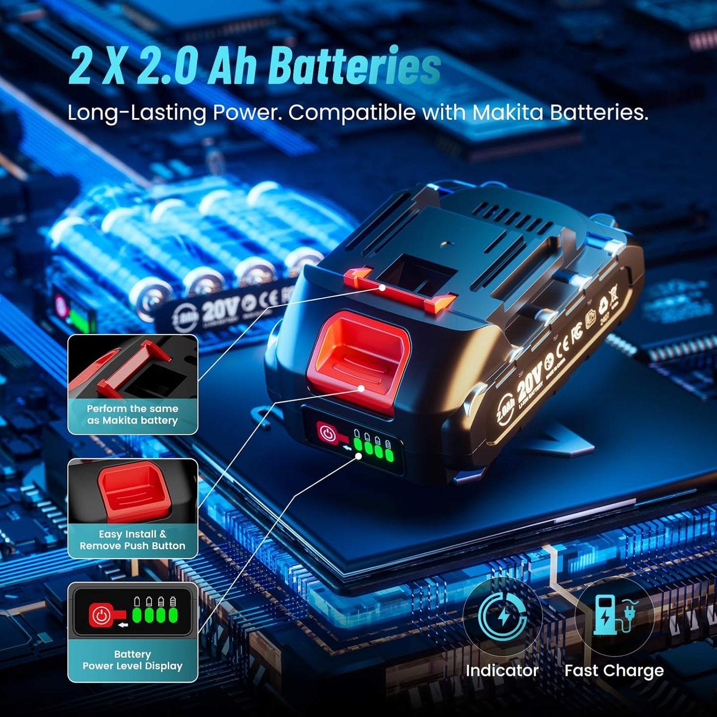 SEESII Cordless Foam Cutter: Electric Hot Knife Kit with 2×2000mAh Batteries,120W Power (Max 842°F) Air-Cooled Styrofoam Cutting Tool with 4 Blades for Rope,Fabric,EPP,EPS, XPS,EPE,PU,KT Board