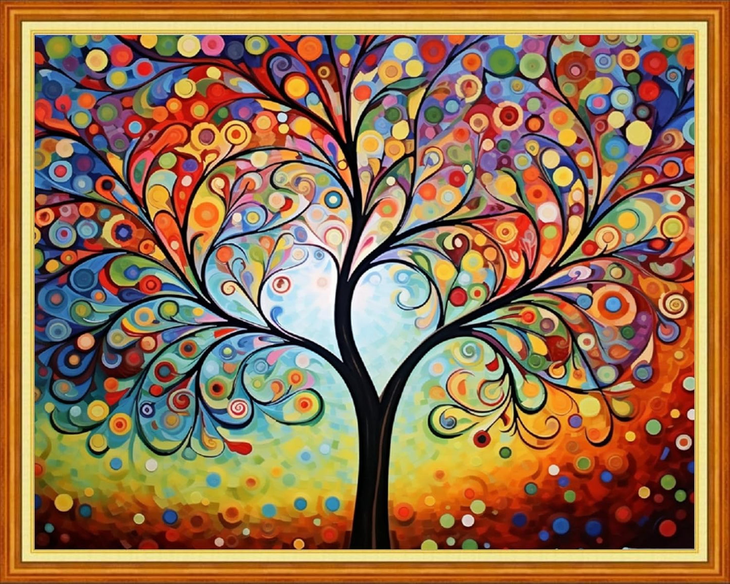 Foxdiviy Magic Night Light Tree 16x20 inch 11CT Embroidery Patterns Art Crafts DIY Needlepoint Kits for Beginners Adults All Ages Modern Multicolor Nature, Abstract