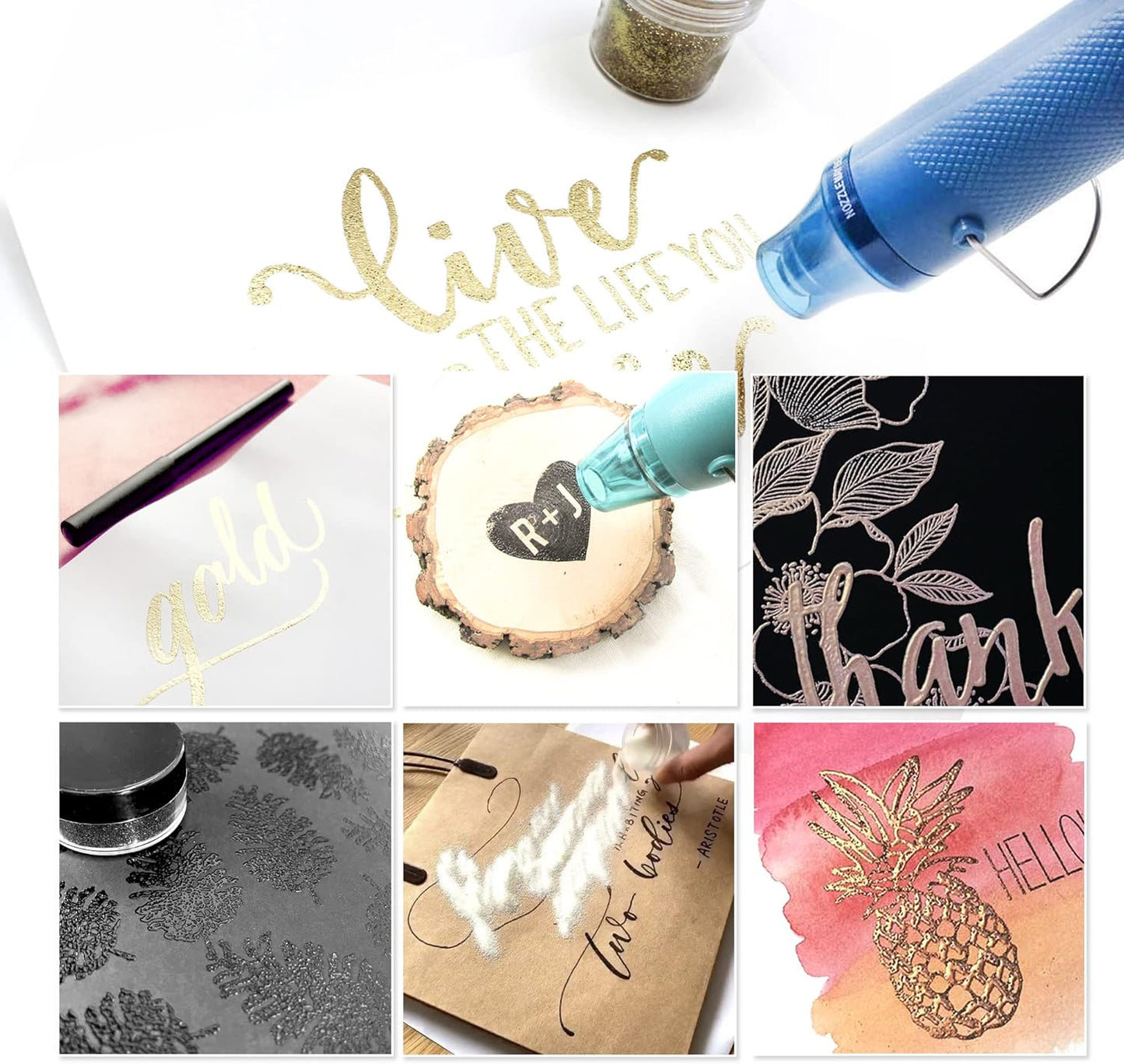 Embossing Kit, Powder, Clear Embossing Pen, Embossing Ink Pad, 8X 10ml Embossing Powders for Use with Embossing Heat Tool for Crafts