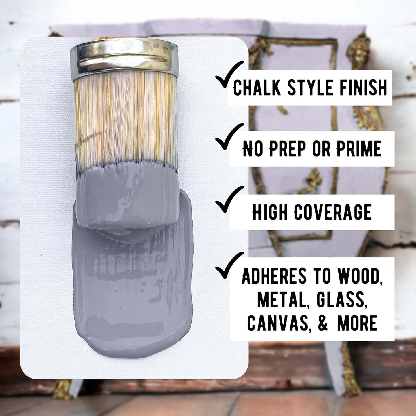 Daydream Apothecary Premium Chalk Style Paint for Furniture, Home Décor, Wood, DIY Interior Projects, Quick Dry, No Prep or Prime Needed, Matte Gray - 8oz